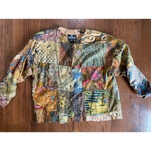 Jackeroos Cotton Patchwork Shirt Jacket S M Bali Lagenlook Boho